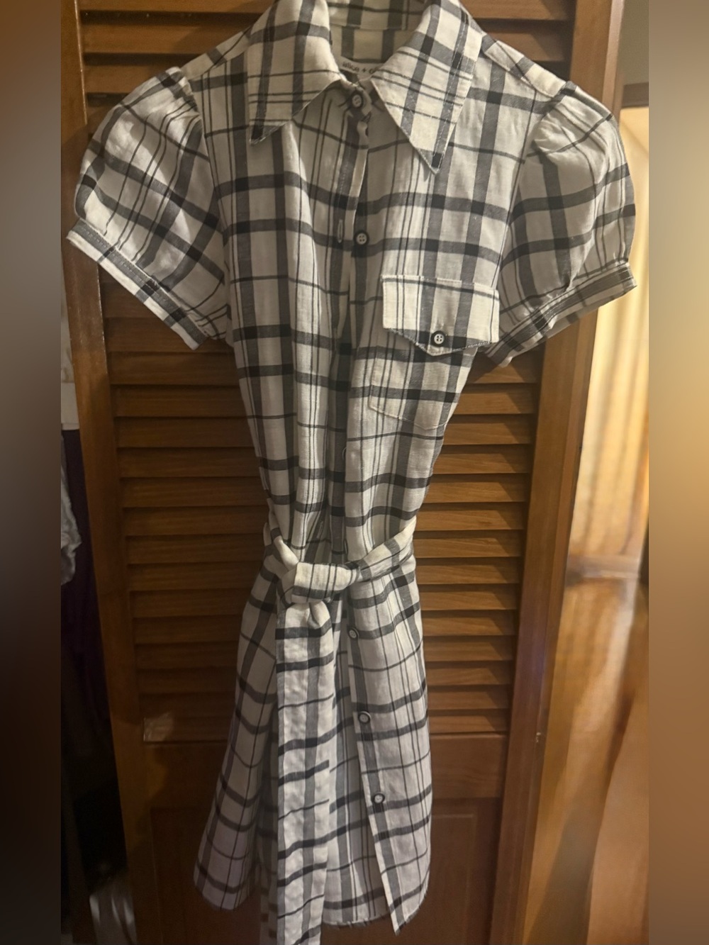 Y2K Alice + Olivia Black and White Plaid Midi Shirt tunic/dress 16 p2p